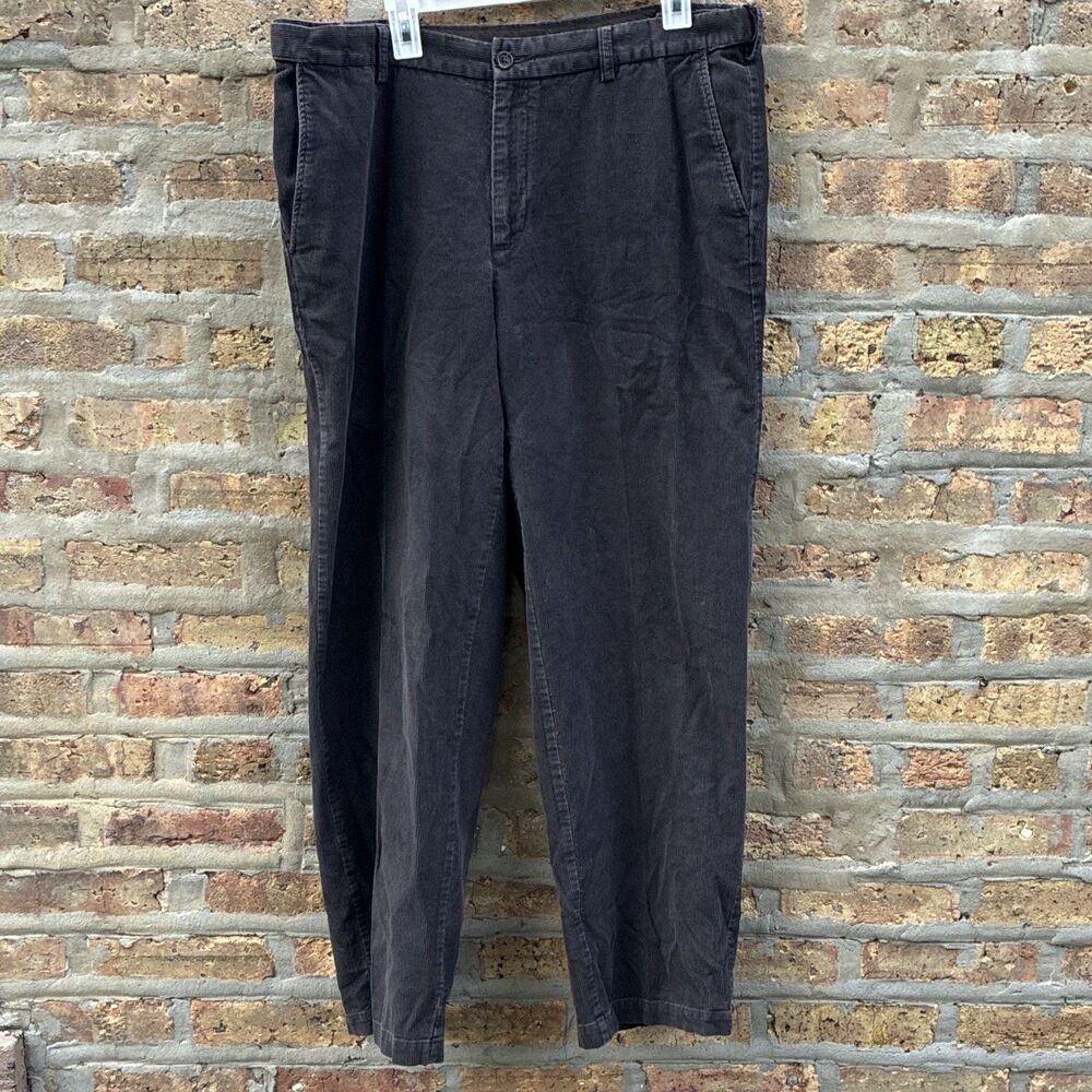 Croft & Barrow Men’s Black Cotton Twill Pleated Classic Fit Corduroy Pants 38W